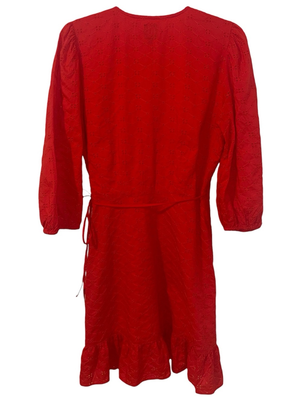 GAP Eyelet Mini Wrap Dress in Tomato Red - Picture 5 of 9